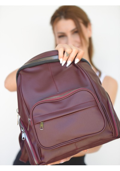 Jara Bag Frida Kadın Sırt Çantası Şık, Yumuşak Dokulu Ve 5 Bölmeli Bordo