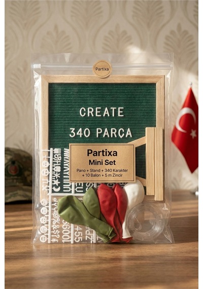 Asker Uğurlama Süsleme Mini Set Koyu Yeşil Keçe Yazı Panosu Standlı Balon Zincirli En Büyük Asker Konsepti Tüm Yaşlar