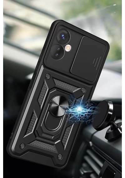 Newface İnfinix Hot 30 5g Kılıf Pars Lens Yüzüklü Silikon - Gold Altın