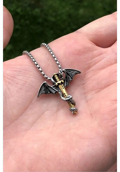 Gotik Viking Kurukafa & Ejderha Pentagram Kararmaz Paslanmaz Vi Çok Renkli
