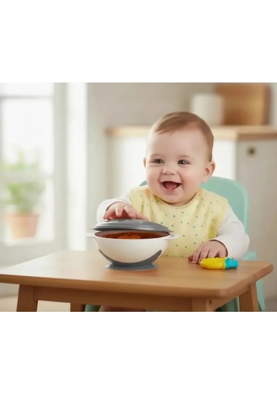 Babyjem Vakumlu Mama Tabağı Gri