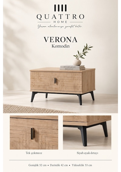 Verona Tek Çekmeceli Komodin Beyaz