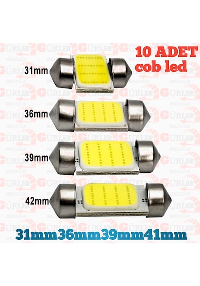 Oto Sofit Cob Led Ampül 39 MM 10 Adet