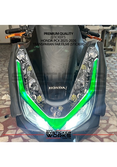 Honda Pcx 2025-2026 Yeşil Far Filmi Etiket Sticker Modeli Ön Far