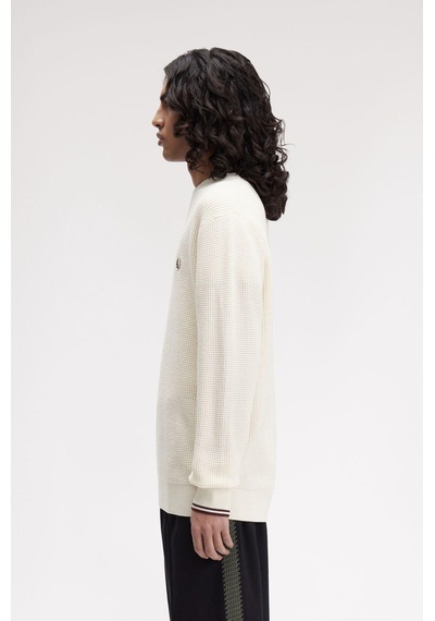 Fred Perry K6507 Waffle Stitch Jumper Erkek Kazak Ekru