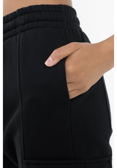 Maraton Sportswear Comfort Kadın Dönüşlü Paça Basic Siyah Eşofman Altı 22974-siyah Siyah
