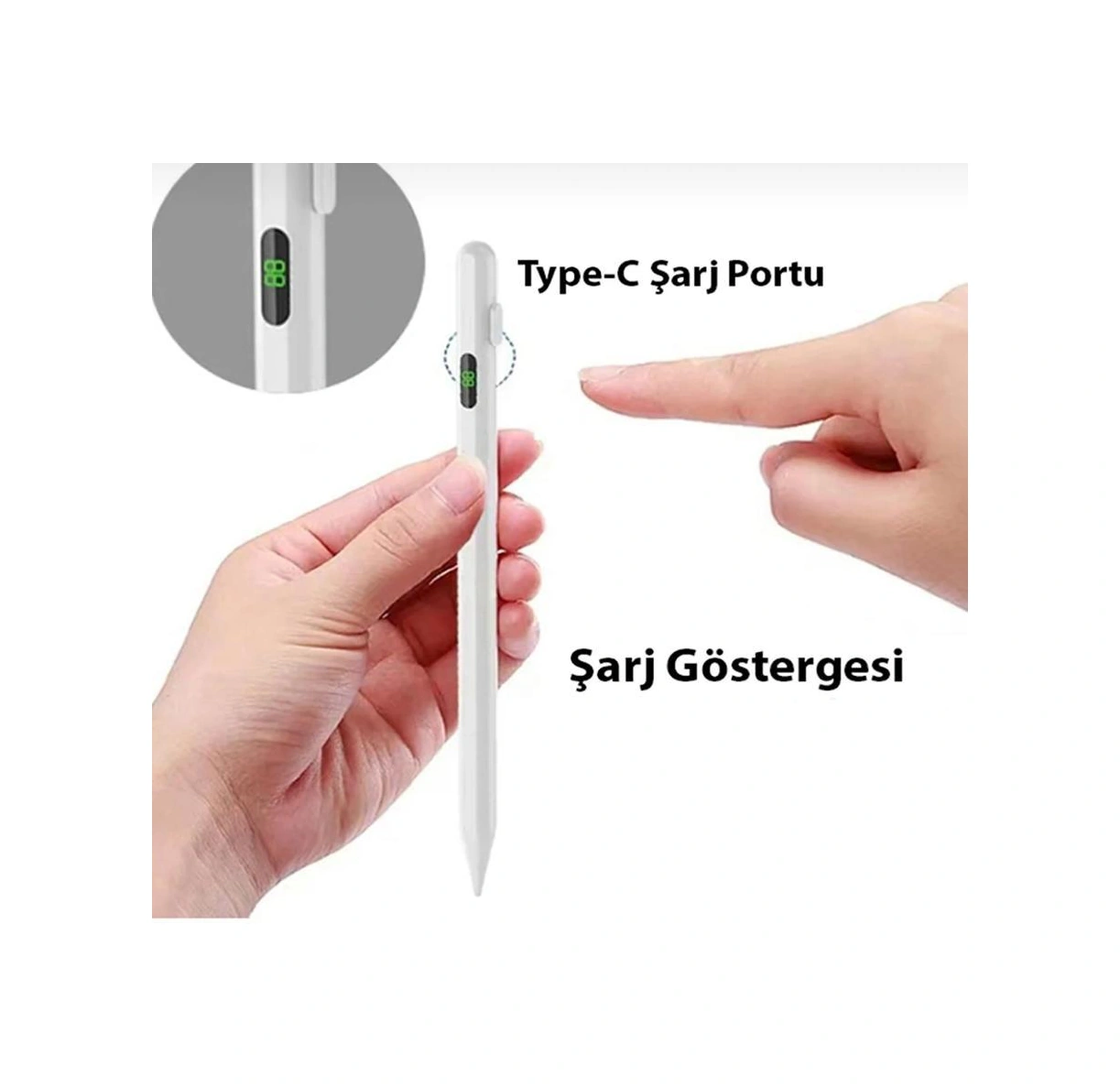 Dijital Göstergeli Universal Kapasitif Stylus Windows Android Apple Uyumlu iOS Tablet Dokunmatik Kalem