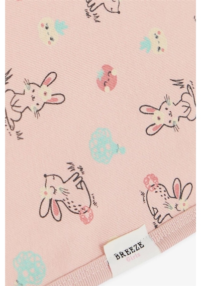 Breeze Girls & Boys Yenidoğan Bebek Battaniyesi Bahar Temalı Tavşancık Desenli Somon Çok Renkli