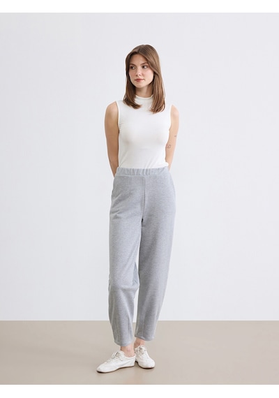 Lcw Everyday Gri Beli Lastikli Soft Touch Kadın Eşofman Altı
