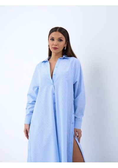 Moderie Butik 5857 Elbise-san Diego Çizgili Altın