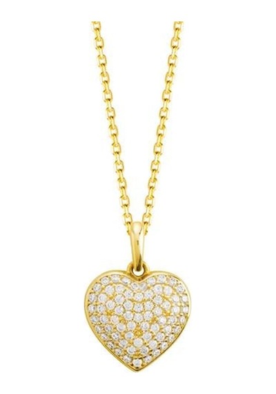Goldkupe 14 Ayar Altın Taşlı Kalp Kolye 2,2 Gr-1412
