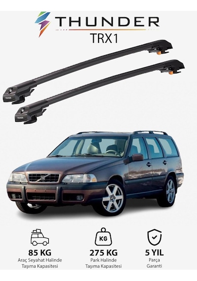 Volvo Xc70 1998-2000 Trx1 Thunder Carrier Kilitli Ara Atkı Taşıyıcı Tavan Barı Siyah