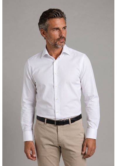 Bisse Beyaz Regular Fit Cepsiz Uzun Yaka Gömlek Gmkls252182 D01