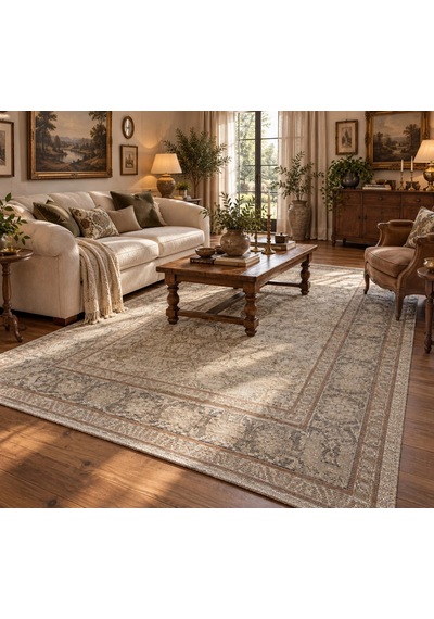 Luxess Halı Alpaca 1191 Bej Eskitme Desenli Makine Halısı Çok Renkli