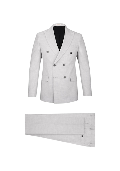 Hatemoğlu Gri Regular Fit Çizgili Kruvaze Klasik Takım Elbise 2958672 Gri