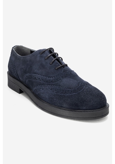 Luvishoes Avra Lacivert Süet Hakiki Deri Kadın Oxford Ayakkabı Lacivert