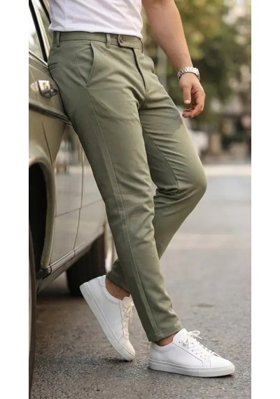 Erkek Slim Fit Dilli Kumaş Pantolon Çağla Yeşili