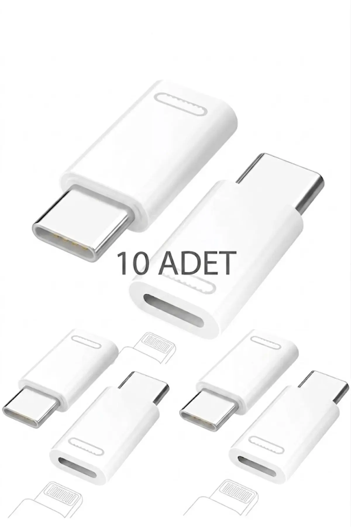10 Adet Lightning Soketi Usb-c Adaptör, Usb-c Fiş, Lightning Soketi Adaptörü, Lightning İphone 15/15 Pro Max/15 Plus, İpad Pro/air İle Uyumlu Çevirici Dönüştürücü Adaptör Beyaz
