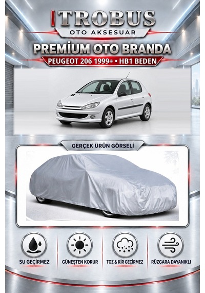 Peugeot 206 1998-2012 Uyumlu Premium Araba Brandası Oto Branda Hb1 Beden