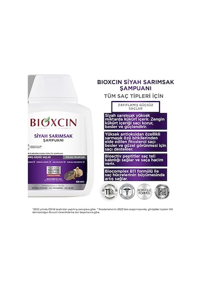 Bioxcin Siyah Sarımsak Saç Dökülmesine Karşı Bitkisel Şampuan 1 X 300 Ml