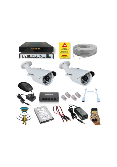 2 Kameralı Set - 5 Mp 1940p Sensör 6 Megapiksel Sony Lens Metal Kasa Ip Güvenlik Kamerası Seti