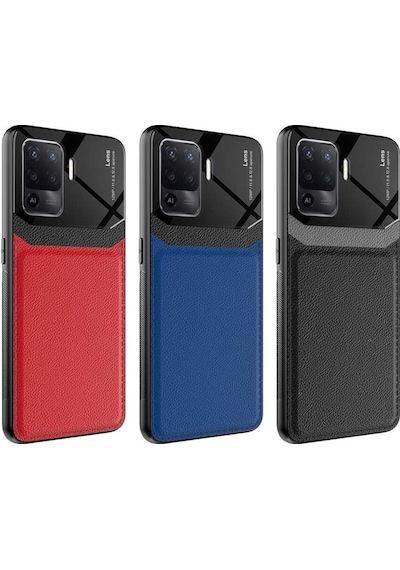Oppo Reno 5 Lite Kilif Lens Deri Görünümlü Tpu Kapak 499749428