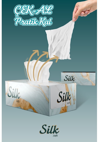 "500" Silk Soft Çift Katlı Pratik Mendil Çek Kullan Kutu Mendil 5adet X 100mendil