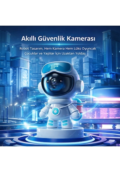Robot Tasarımlı Akıllı Wifi Güvenlik Kamerası 1080p 2mp 360 Hareket Takipli Gece Görüşlü Ip Kamera