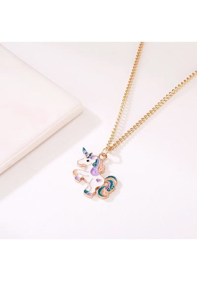 Chavin Unicorn Mineli Simli Çocuk Kolye Eh73 Beyaz