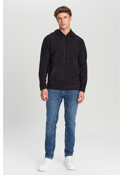 AC&Co / Altınyıldız Classics Erkek Sıyah Standart Fit Normal Kesim Bisiklet Yaka Polar Siyah