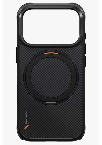 Apple iPhone Uyumlu 18 Pro Max Kılıf Keva Mov Armaid Fiber Metal Dönen Halka Magsafe Özellikli Koruyucu Kapak Sıyah