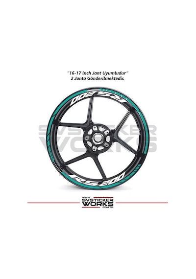 Bajaj Rs200 Jant Sticker Dış Ve İç Set Sticker Jant Şeridi Turkuaz 16860442