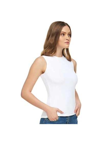 Dizzyfantezi Sıfır Kol Likralı Elastan Atlet Body Siyah 2201 Beyaz