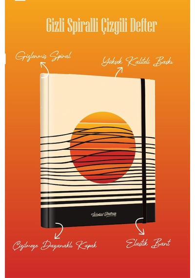 Gizli Spiralli Defter Sert Kapak 192 Sayfa 96 Yaprak 17x24 Cm 90gr. Çizgili 1160
