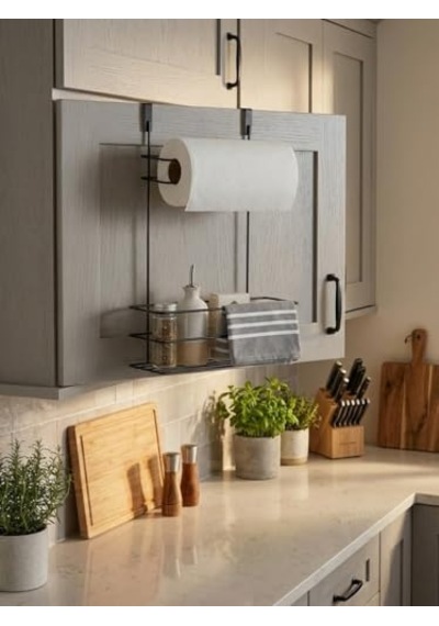 Ayrex Dolap İçi Asılabilir Metal Kağıt Havluluk Ve Deterjan Sepeti Organizer Dolap Kapağına Asılabilir Kağ Diğer