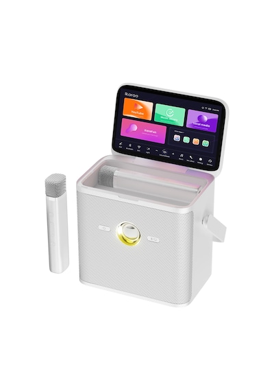 Ikarao Partybox Shell S3 80w Karaoke Bluetooth Hoparlör Seti, 7.1" Dahili Tablet, 2 Kablosuz Mikrofo