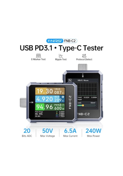 Fnırsı Fnb-c2 240w Usb-c Pd 3.1 Hızlı Şarj Test Cihazı