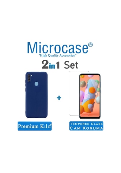 Samsung Galaxy Uyumlu A11 Premium Matte Silikon Kilif + Tempered Cam 428307534