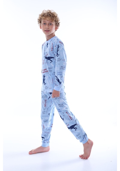 Süper Kahraman Örümcek Adam Desenli %100 Pamuk Erkek Çocuk Pijama Takımı Mavi