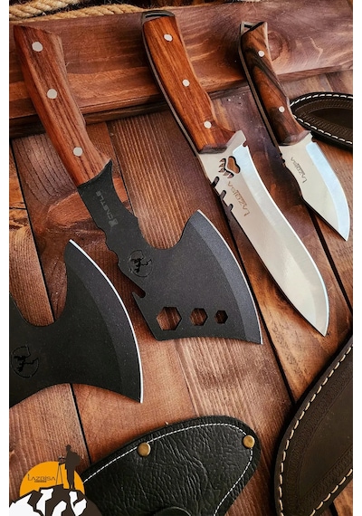 4 Lü Outdoor Balta Bıçak Set Kamp Baltası Bıçak Nacak Seti