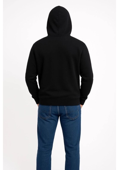 Mbb E-ticaret Erkek 3 İplik Pamuklu Kapüşonlu Kanguru Cepli Sweatshirt Hoodie - Siyah