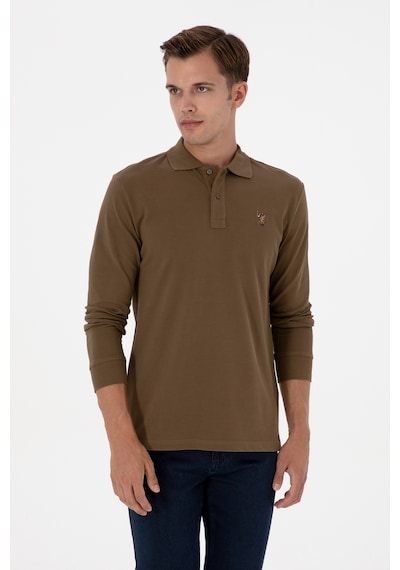 U.S. Polo Assn. Erkek Regular Fit Polo Yaka Haki Basic Sweatshirt 50313772-VR027