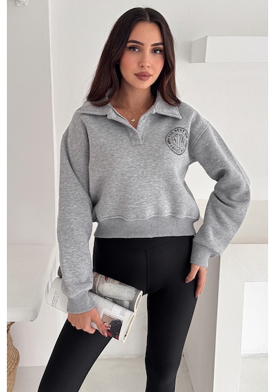 Noa & Noa Kadın Baskılı Oversize Sweatshirt Sporty Season 1992 Gri