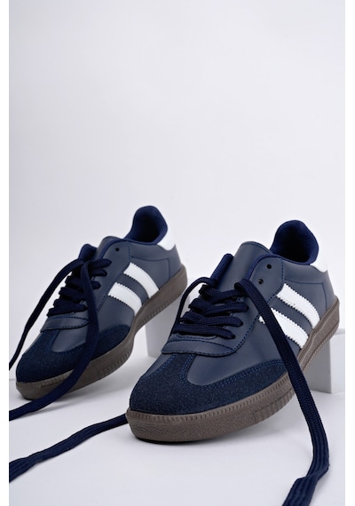 Muggo Gordon Unisex Ortopedik Günlük Garantili Bağcıklı Yürüyüş Koşu Sneaker Spor Ayakkabı Lacivert