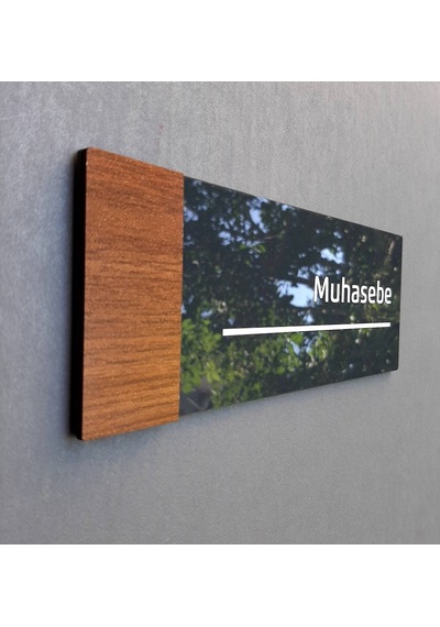 Wooden Serisi Muhasebe Kapı Isimliği