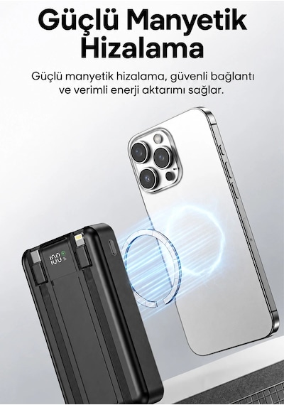 Ven-dens Vd-pb074 10000 Mah Qi Kablosuz Hızlı Şarj Powerbank, 15 W Kablosuz Çıkış, Type-c Ve, Siyah