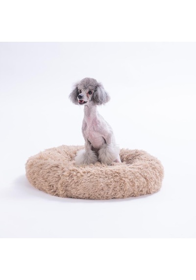 Bej Donut Köpek Yatağı Kedi Yatağı Simit Yatak Anti-stress Pet Yatağı Peluş Yatak M
