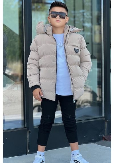 Pina Kids Erkek Çocuk Çıkarılabilir Kapüşonlu Su Geçirmez Nova Kışlık Mont Km4012 Bej