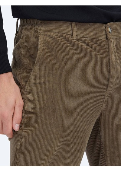 Kip Vizon Fitilli Dokuma Jogging Fit Kadife Casual Pamuk Karışımlı Pantolon Vizon