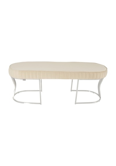 Viego Silver Striped- Krem Kapitoneli Chester Model Puf & Bench & Koltuk & Uzun Makyaj Puff & Yatak Ucu &önü